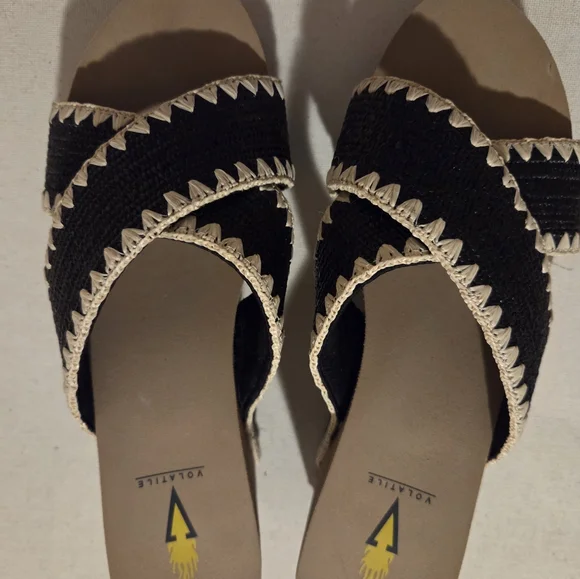 Volatile Black and Cream Women's Sandals - Picture 1 of 4